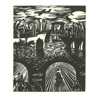 Frans Masereel, Der Elbetunnel (The Elbe Tunnel), 1964, Woodcut For Sale