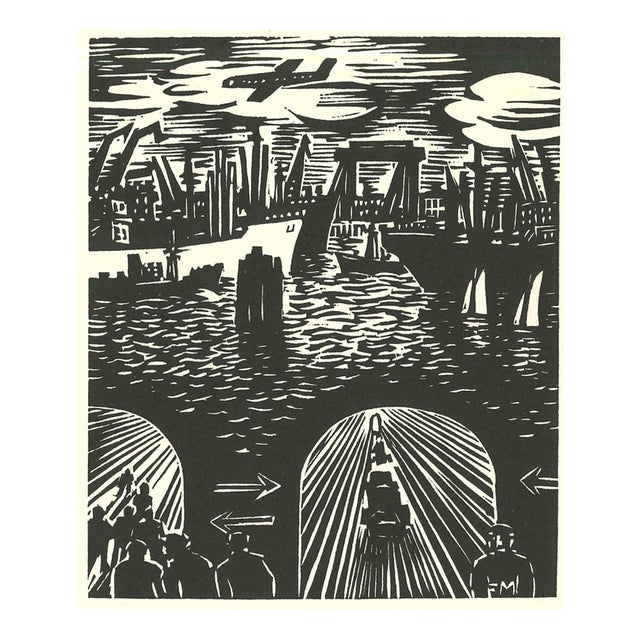 Frans Masereel, Der Elbetunnel (The Elbe Tunnel), 1964, Woodcut For Sale