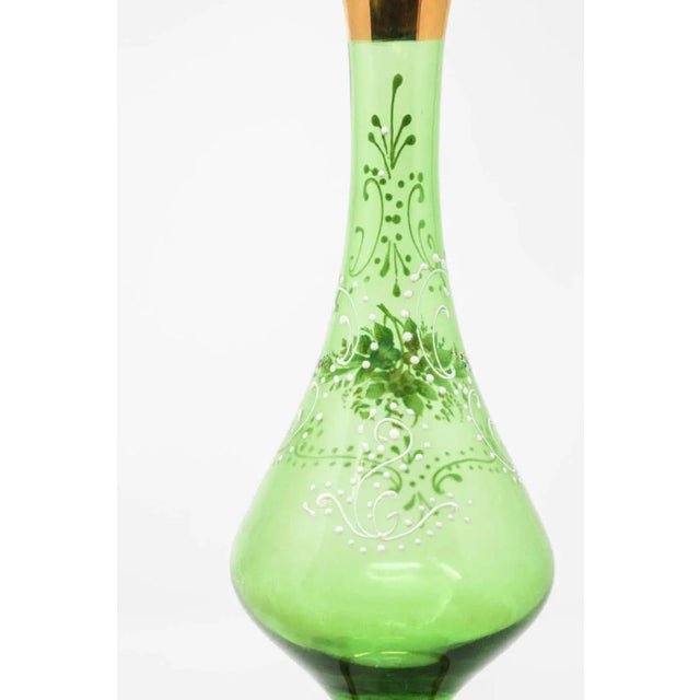Metal Bohemian Emerald Green Glass Gilded For Sale - Image 7 of 13