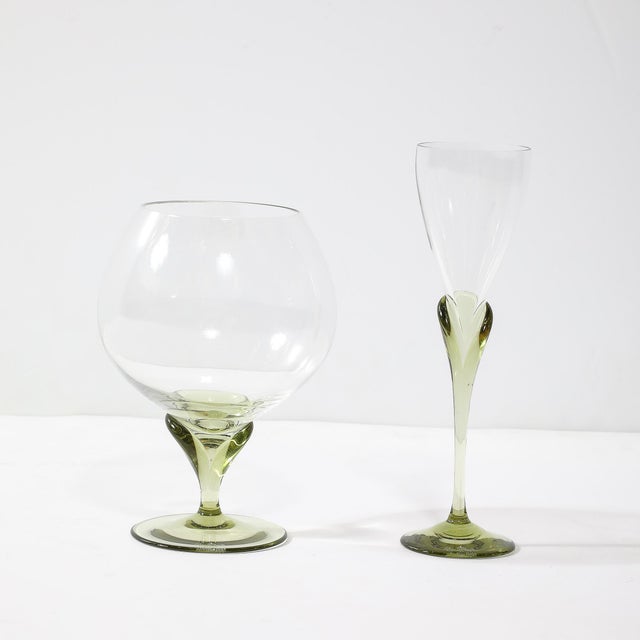 Modern Set of 16 Papyrus Pattern Rosenthal Cordial & Brandy Sniffer Crystal Stemware For Sale - Image 3 of 12