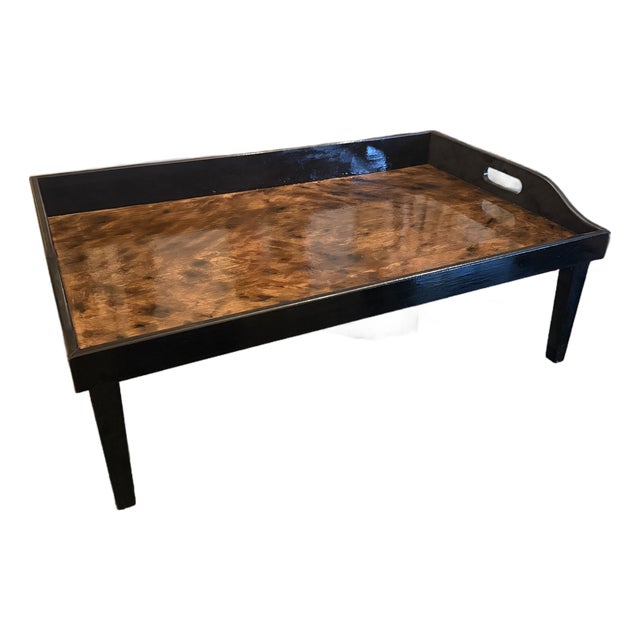 Handmade and Handpainted Bed Tray in Faux Malachite. L For Sale