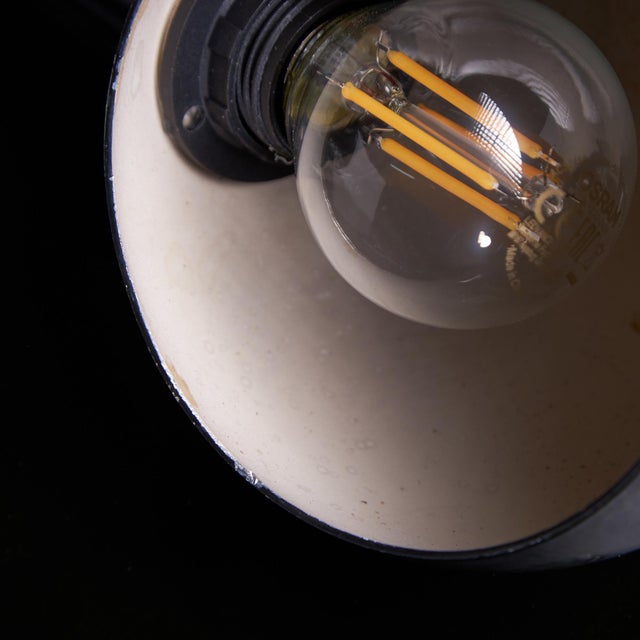 Matte Black Table Lamp with Spherical Hood For Sale - Image 5 of 15