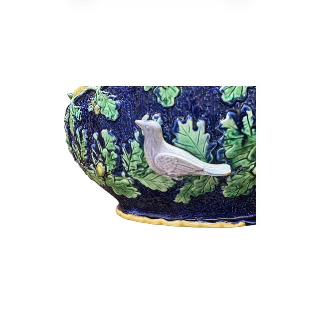 1950s French Vintage Majolica , Scalloped Shape Center Bowl/ Planter. For Sale - Image 5 of 9