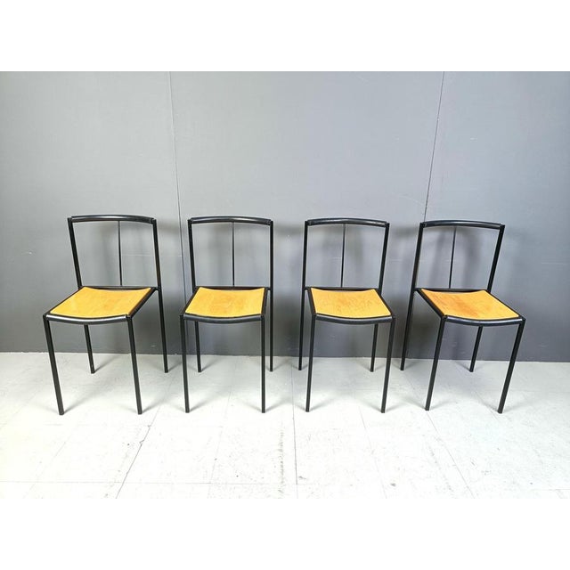 Chairs by Sergio Calatroni and Maurizio Peregalli for Zeus Noto, 1985, Set of 4 For Sale - Image 4 of 11