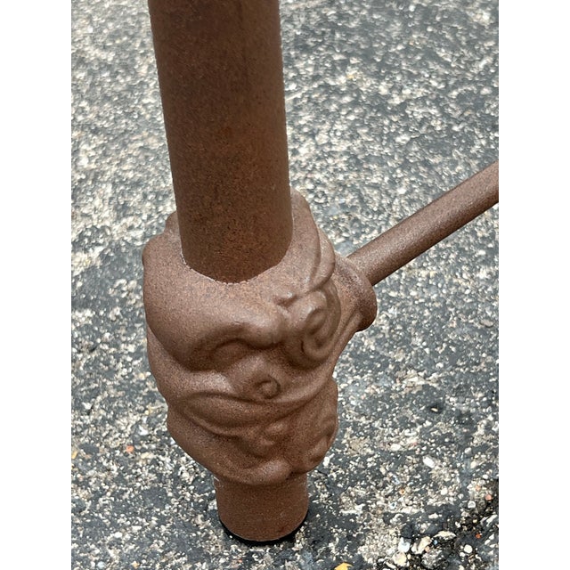 Neoclassical Cast Iron & Glass Square Side Table | Ornate Foliate Details | Industrial Neoclassical | 24”” For Sale - Image 3 of 5