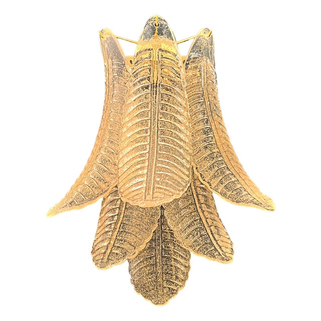 Vintage Murano Felci Wall Sconces with Gold Glass Petals, 1990s, Set of 2 For Sale