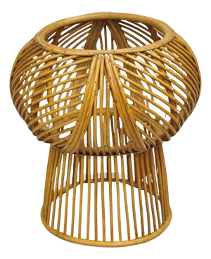 Vintage Mid Century Modern Woven Wicker Franco Albini Style Rattan Plant Stand