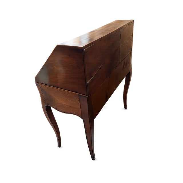 Louis XV Secretaire Desk in Fruitwood with Floral Marquetry and Secret Compartment, 1700s For Sale - Image 9 of 10