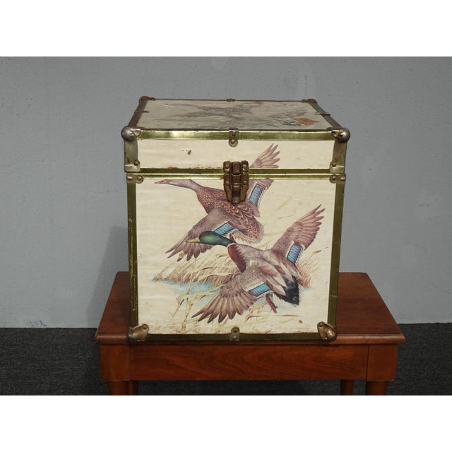 Mid-Century Modern Vintage 16" High Mid Century Modern Storage Box ~ Record Holder Box W Duck Birds For Sale - Image 3 of 12