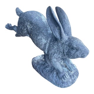 Vintage Cast Iron Leaping Hare Garden Statue For Sale