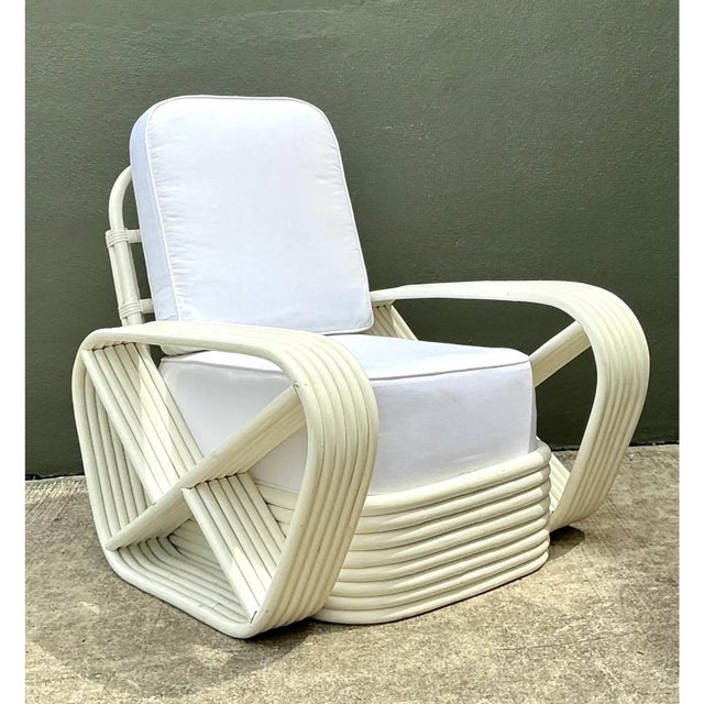 Paul Frankl Vintage Paul Frankl Six Strand Rattan Lounge Chair For Sale - Image 4 of 12