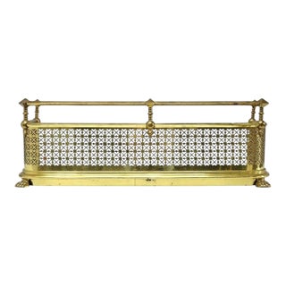 Antique Brass Fender Fireplace Screen With Paw Feet C1920 For Sale