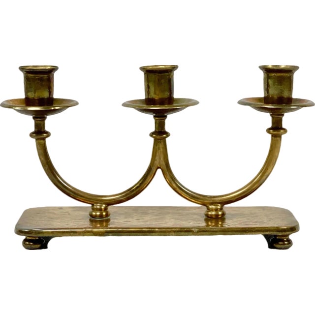Art Deco Brass Candleholder, 1930s For Sale
