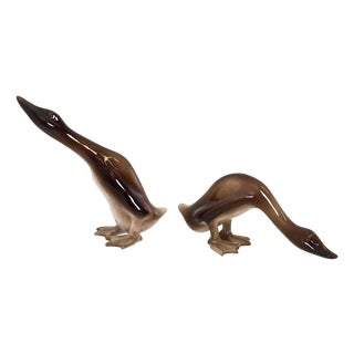 Airbrushed Ceramic Decorative Ducks by Ugo Zaccagnini, 1950s, Set of 2 For Sale