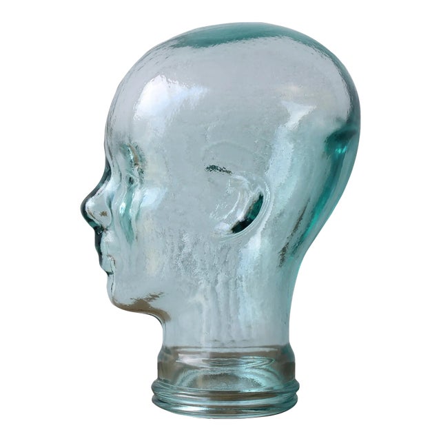1970's Transparent Decortative Glass Mannequin Head For Sale