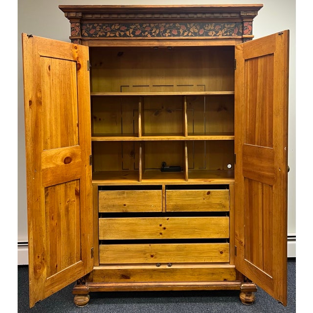 Farmhouse Drexel Pinehurst Farmhouse Style Paint Decorated Armoire For Sale - Image 3 of 12