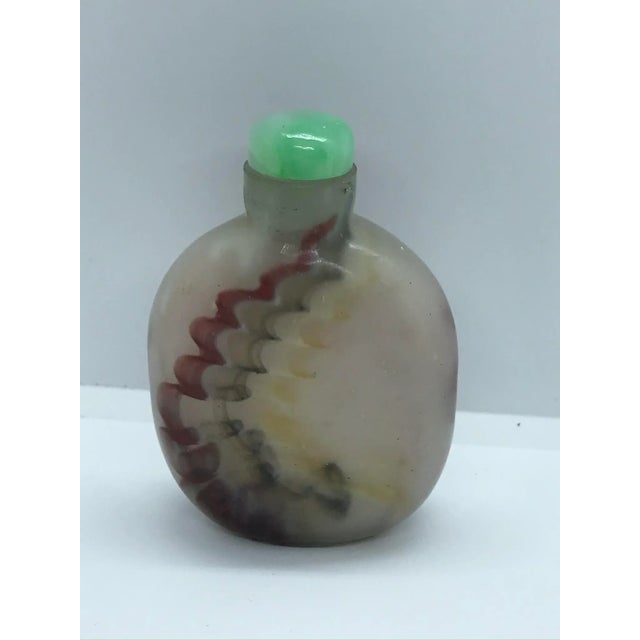 Vintage Beijing Glass Snuff Bottle With Colorful Striations For Sale In Chicago - Image 6 of 13