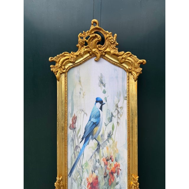 1970s 1970 French Louis XVI Gold Beech Bird Textile Art - 1 Pc For Sale - Image 5 of 12