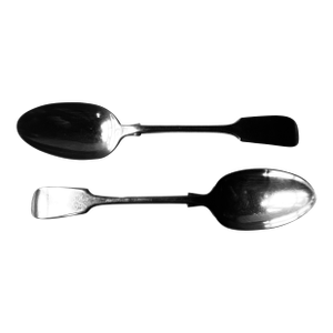 Late 19th Century Atkin Brothers | Silver-Plate Fiddle Pattern Large Pudding Spoons - 2pcs