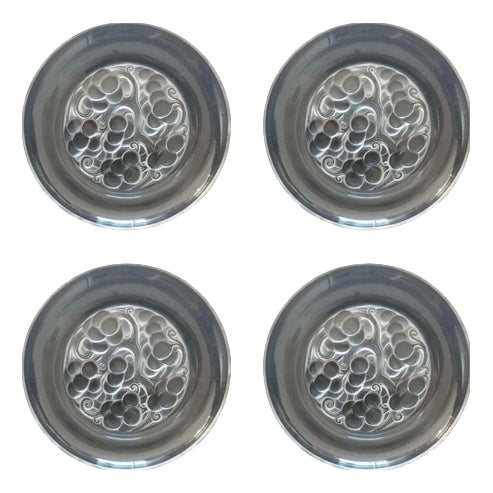 Art Deco Marienthal Brunch or Dessert Plates in Glass by Rene Lalique, France, 1927, Set of 4 For Sale