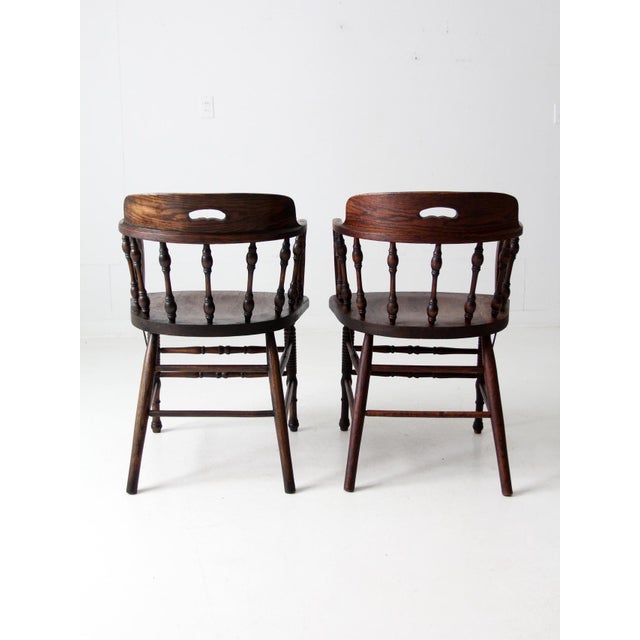 Antique Captains Chair Pair For Sale - Image 4 of 12