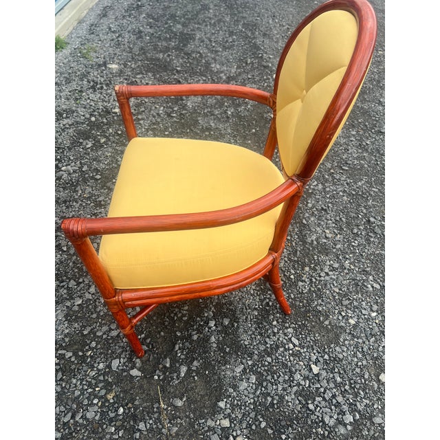 Wood Vintage McGuire San Francisco Rattan Target Back Arm Chair For Sale - Image 7 of 11