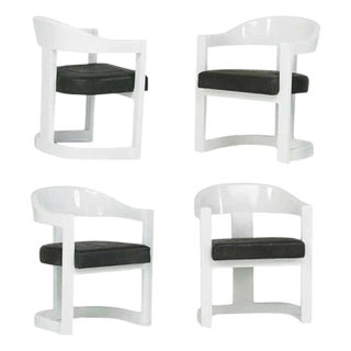 Set of Four Onassis White Lacquer Chairs by Karl Springer For Sale