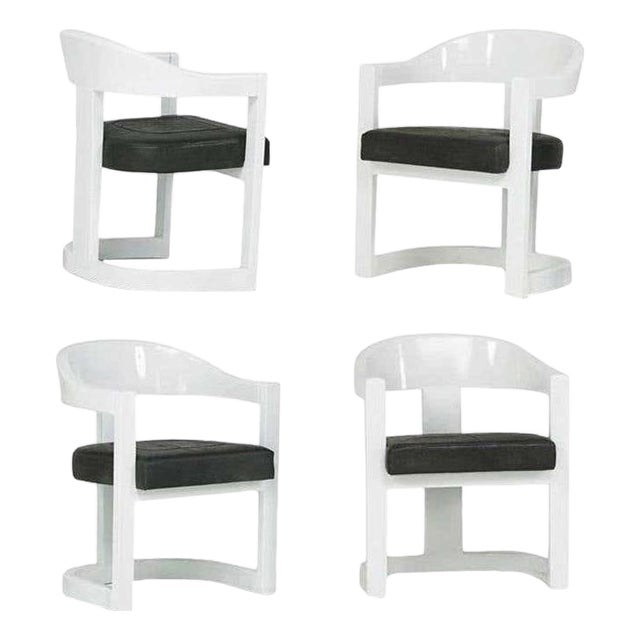 Set of Four Onassis White Lacquer Chairs by Karl Springer For Sale