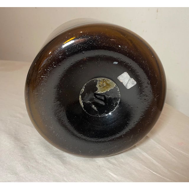 Glass Large Rare Antique 1800's Hand Blown Green Glass Demijohn Carboy Wine Bottle Jar For Sale - Image 7 of 7