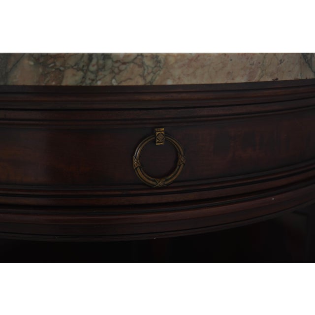 Brown Antique French Louis XVI Marble Top Inlaid Mahogany Sideboard For Sale - Image 8 of 18