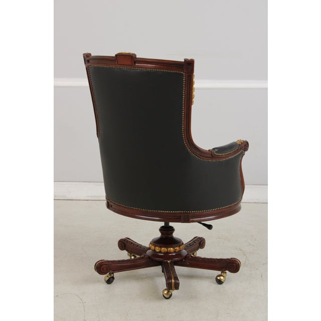 1980s Francesco Molon Black Tufted Leather Swivel Arm Chair For Sale - Image 5 of 18