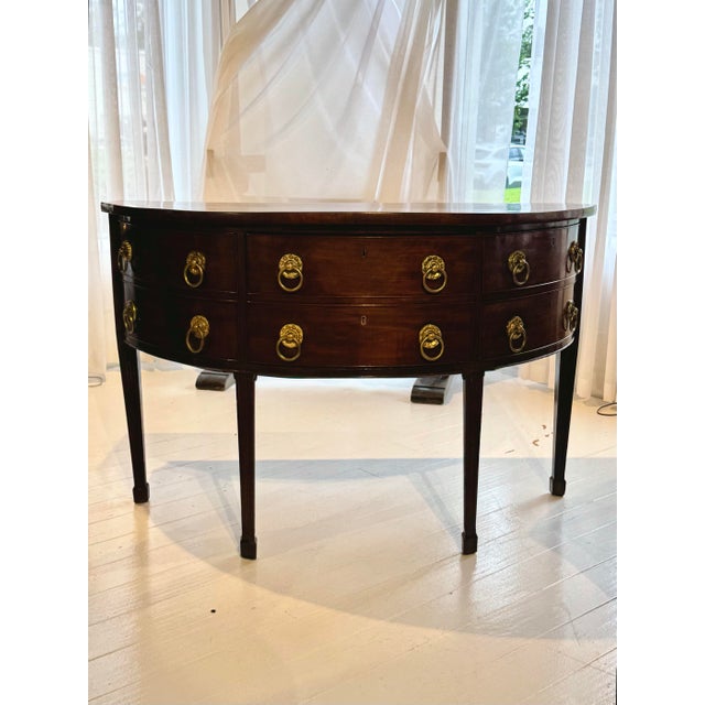 English Mahogany Demiluned Sideboard With Brass Rosette Hardware, Circa 1810 For Sale - Image 11 of 12