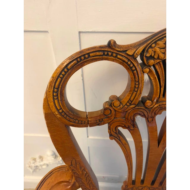 Antique Carved Walnut Desk Armchairs, 1920, Set of 2 For Sale - Image 12 of 18