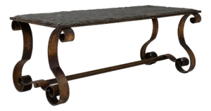 1940s French Metal Coffee Table With Stone Top