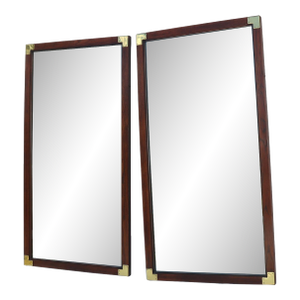 Pair of Vintage Campaign Henredon Wall Mirrors / Dresser Mirror
