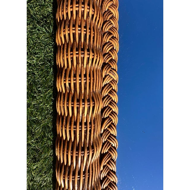 Wood Vintage French Mirror in Natural Rattan with Twisted Braid, 1970-1980 For Sale - Image 7 of 9
