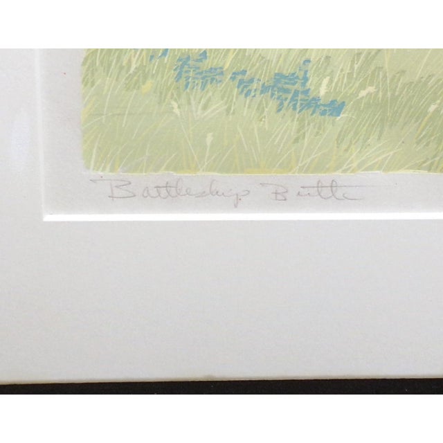 Gordon Mortensen "Battleship Butte" Hand Signed Fine Art Woodcut 1980 Matted Obo For Sale - Image 4 of 5