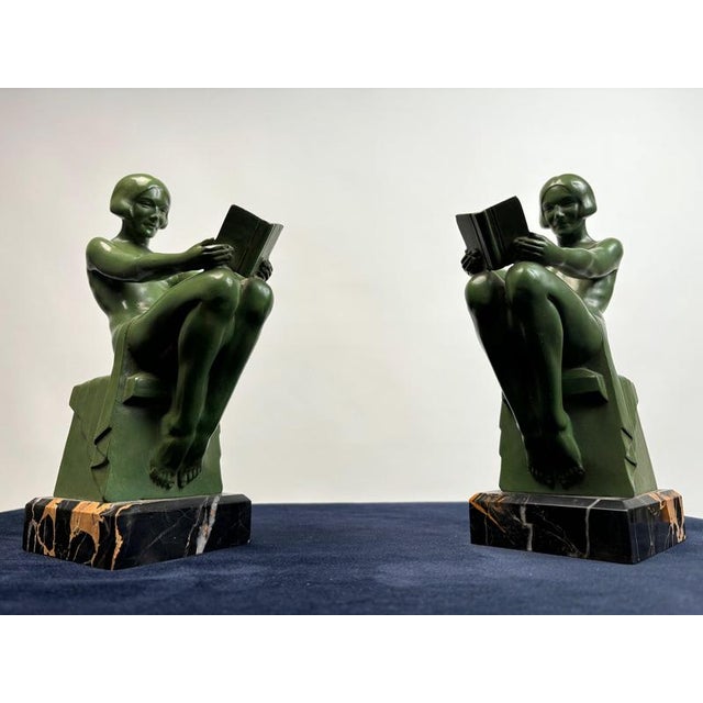 Art Deco Sculptural Bookends by Max Le Verrier, Paris, France, 1925, Set of 2 For Sale - Image 4 of 13