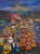 A Thousand Daily Journeys. Oil on Canvas, Palette Knife, City, Street, Unique Painting by Godfrey Afebuame For Sale