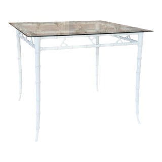 Vintage Coastal Regency Faux Bamboo Game or Card Table by Phyllis Morris For Sale