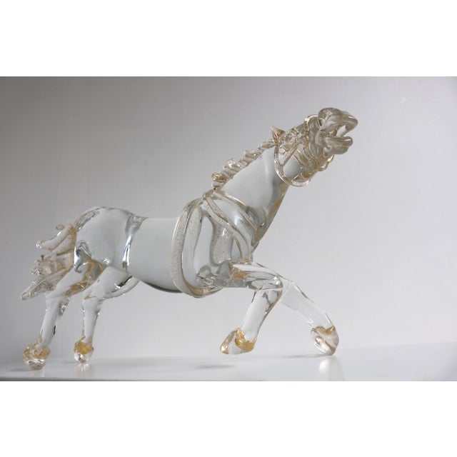 1970s Mid-Century Italian Murano Glass Horse Sculpture with 24 Karat Gold by Arnaldo Zanella, 1970s For Sale - Image 5 of 18