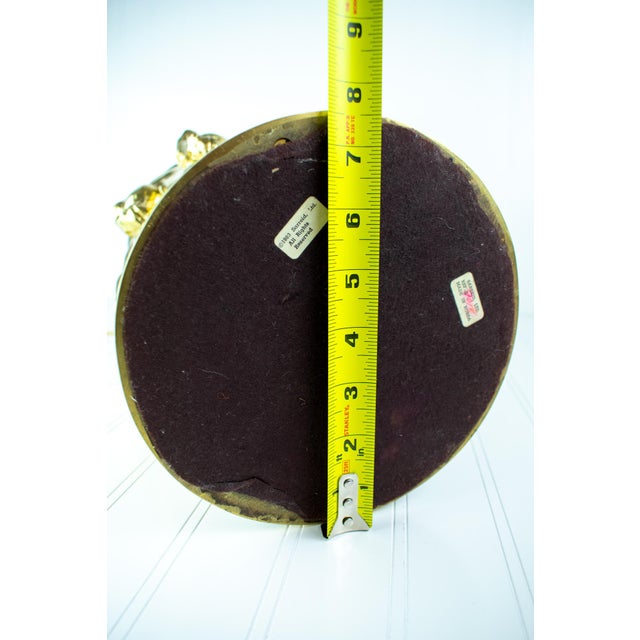 Vintage 1983 Sarreid #9018 — 8 Prancing Horses — Brass & Leather Table Lamp, Black & Gold For Sale - Image 15 of 16