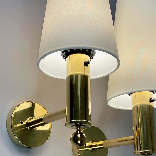 Mid-Century Brass V18 Wall Lights attributed to Eje Ahlgren for Bergboms, Sweden, 1960s, Set of 2 For Sale - Image 16 of 18