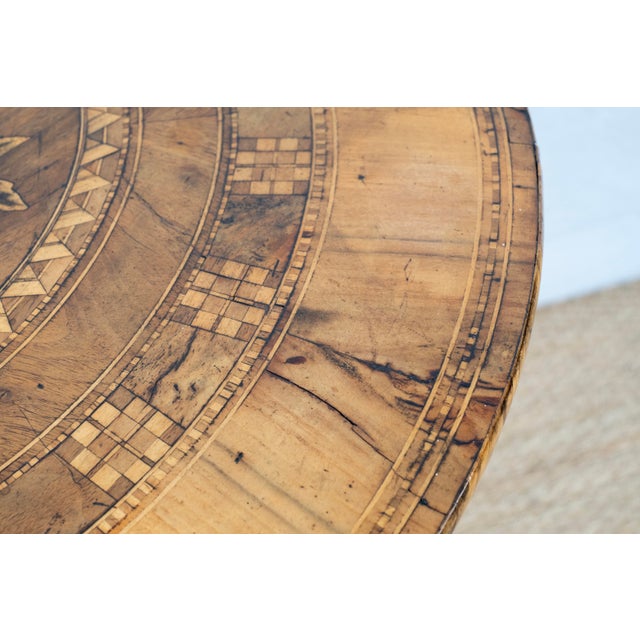 Antique Pedestal Table With Marquetry Top For Sale In San Diego - Image 6 of 10