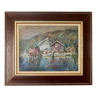Alf Johansson, Boats, Bohuslän, Oil on Canvas For Sale