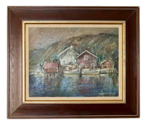 Alf Johansson, Boats, Bohuslän, Oil on Canvas
