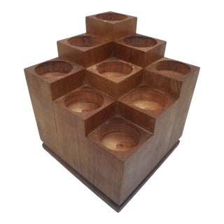 Vintage MCM Teak Votive Candelabra For Sale