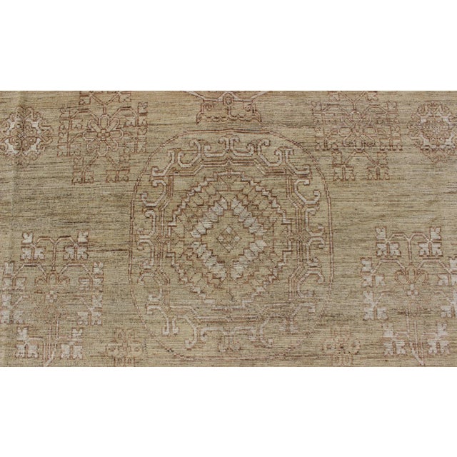 Khotan Design Rug With All-Over Geometric Pattern in Light Brown and Green's by Keivan Woven Arts For Sale In Atlanta - Image 6 of 9