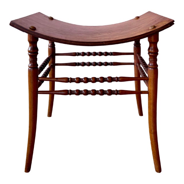 Early 20th Century Antique Egyptian Revival Bentwood Thebes Stool For Sale