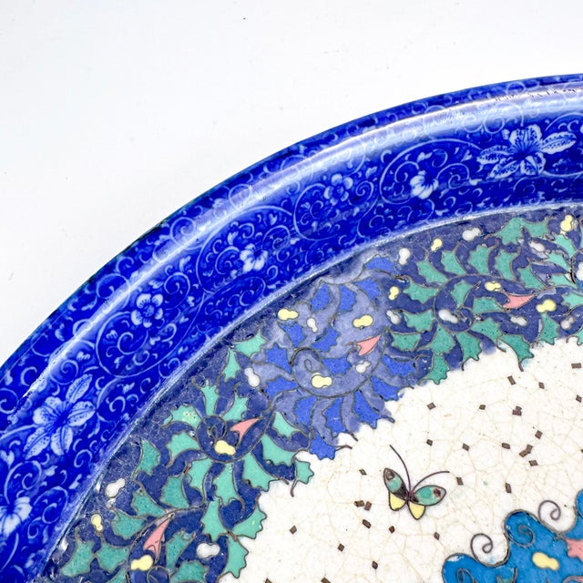 Japanese Meiji Porcelain and Cloisonné Enamel Dish For Sale - Image 10 of 12